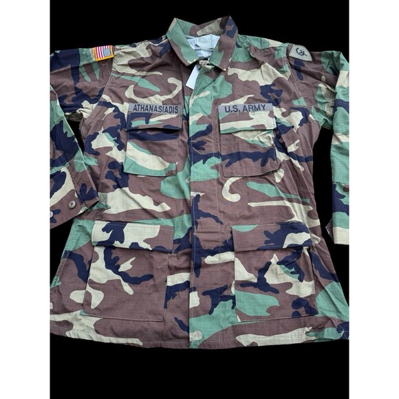 VTG US Military Shirt Mens M Green Utility Camouflage Patches Air Force L Long - Picture 8 of 8